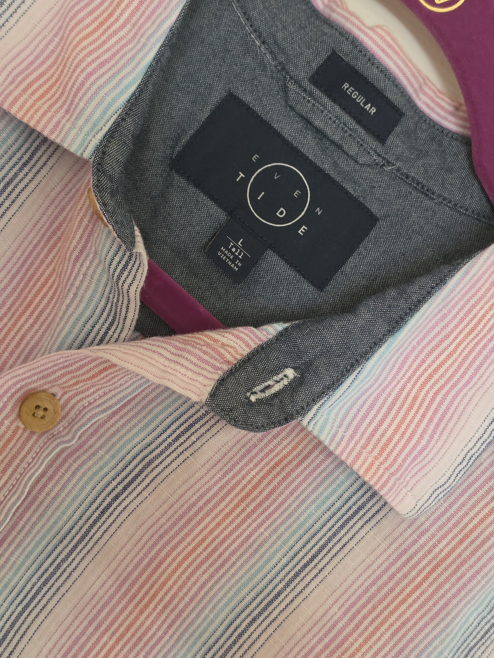 Evadne Tide Men’s Pink Multi-Stripe Button-Up Shirt